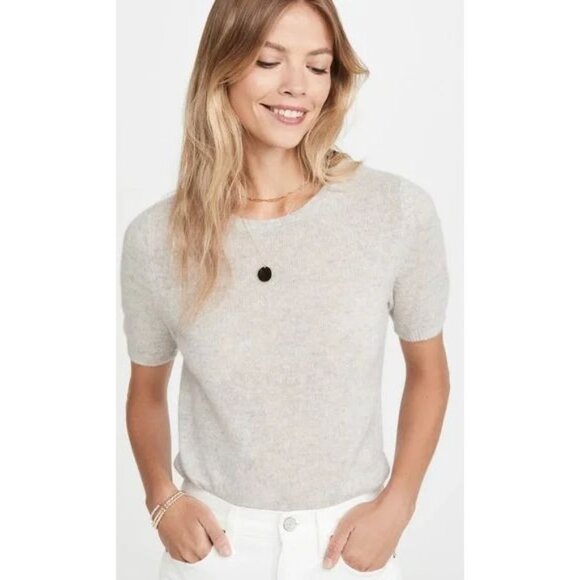White + Warren Essentials Light Gray Short Sleeve Tee Sweater sz XS Women's - Picture 1 of 8